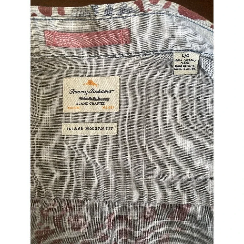 Tommy Bahama‎ Shirt Blue Island Modern Fit Men's XL Long Sleeve